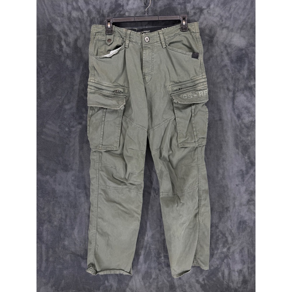 G-Star Raw Mens‎ Cargo Pants Olive Green Cotton Multi Pocket 30x32 Straight Leg
